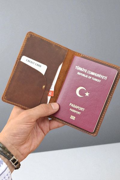 MAT Deri Passport Cover Genuine Leather Travel Wallet Passport Holder