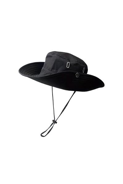 OEM Unisex 2-in-1 wide brim hat, Foldable, UV protection, for camping, hiking, fishing, Black
