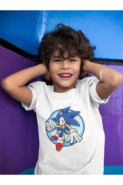 SEVBANO Sonic Printed Unisex Cartoon Children's T-Shirt (1-12 Years)