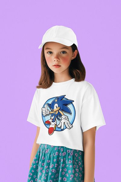 SEVBANO Sonic Printed Unisex Cartoon Children's T-Shirt (1-12 Years)
