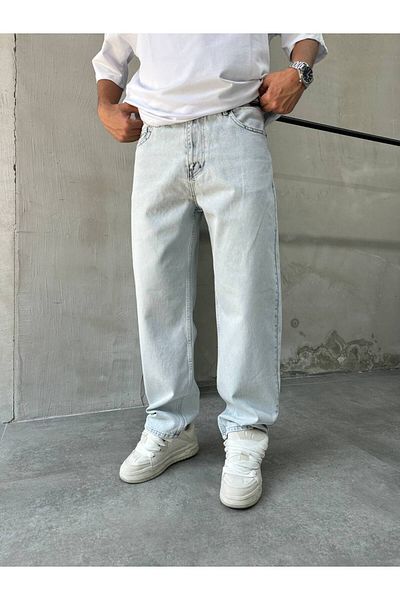 XPUPPETWEAR Light Ice Blue Extra Loose Baggy Jean with Grinding