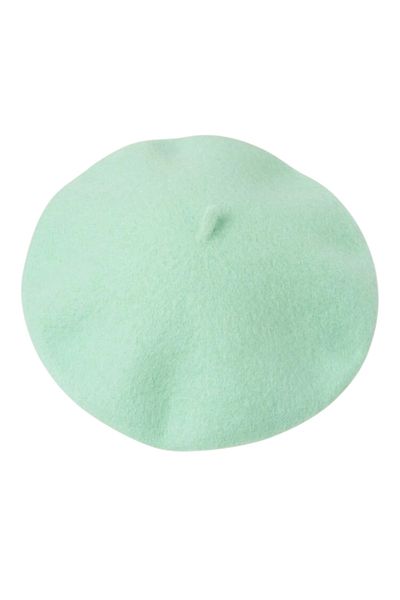OEM Beret, Knitted wool beret cap - retro French style hat, unisex, -Green