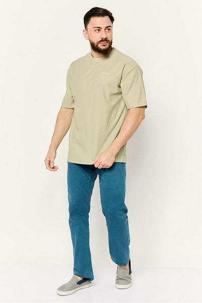Core Elements Men Crew Neck Short Sleeve Brand Logo T Shirt, Sage Green