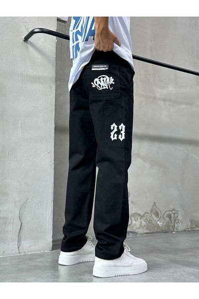 XPUPPETWEAR Sy-Na 23 Printed Black Design Baggy Jean