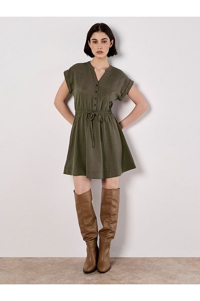Apricot Knopfleiste Skater-Minikleid