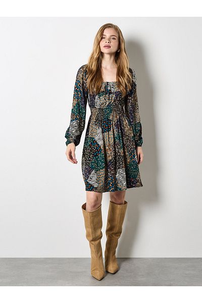 Apricot Milchmagd-Patchwork-Minikleid