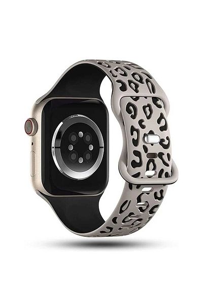 shop Apple Watch 6/7/8/9/10/Se Ultra Compatible 44/45/46/49 mm Leopard Pattern Silicone Cord Strap