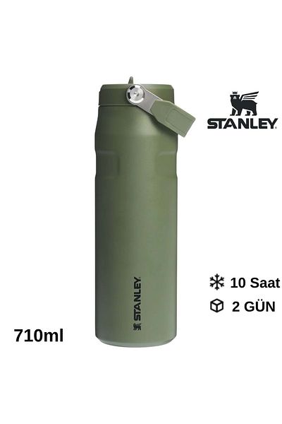 Stanley The Iceflow Flip Straw Thermos Cup with Straw 0.70 Lt Flask Khaki