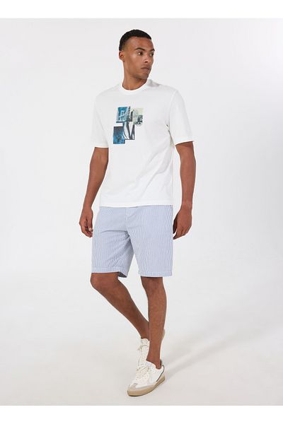 GMG FIRENZE Light Blue Men's Regular Waist Slim Fit Shorts Gu25Mss09026