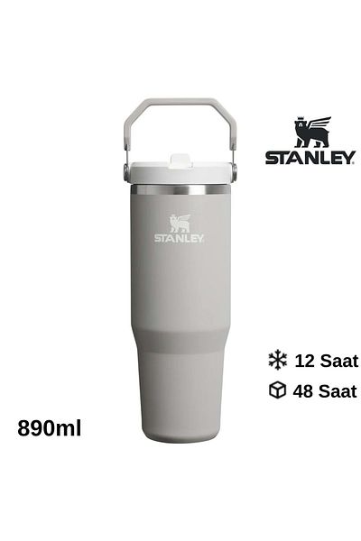 Stanley كوب ترمس Iceflow Flip Straw مع ماصة 0.89 لتر زجاج رمادي