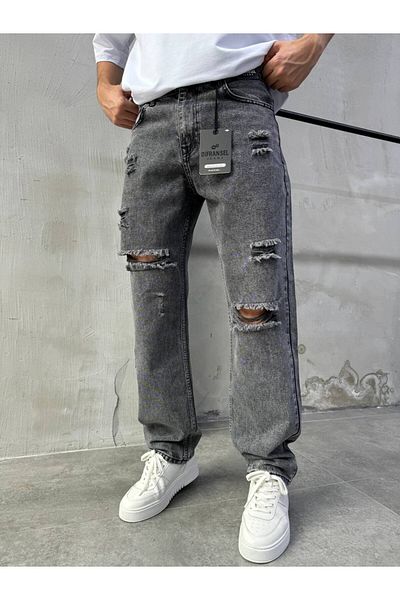 XPUPPETWEAR Men's Ripped Baggy Fit Gray
