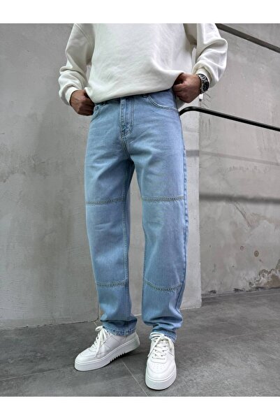 XPUPPETWEAR Ανδρικό τζιν με φαρδιά γραμμή, λεπτομέρεια Washed Block, Ανοιχτό ...
