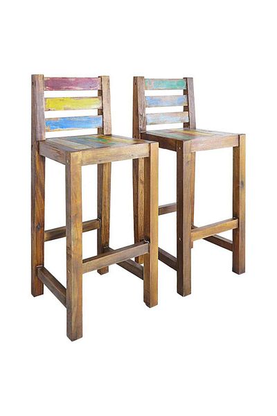 vidaxl Bar Stools 2 pcs Solid Reclaimed Wood