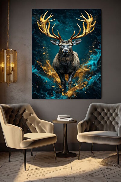 özkacar TABLIE PE PÂNZĂ GEİK CU COROANĂ DE AUR, DECOR DE PERETE PENTRU CASĂ, ...