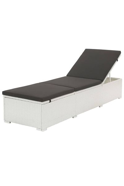 vidaxl Sun Lounger with Cushion Poly Rattan White