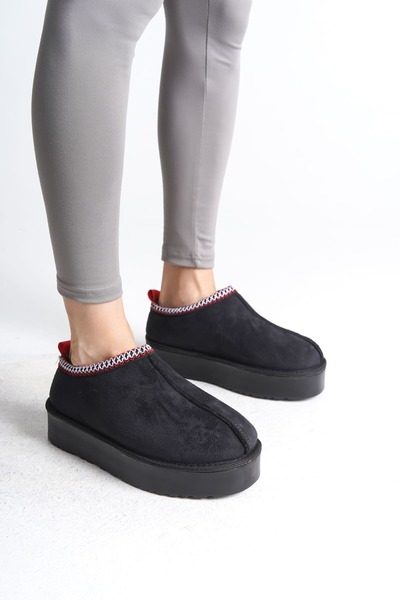 BİLGİMOLA Leila laceless flat and thick sole fur-lined short suede women's bo...