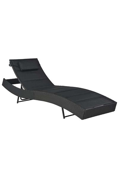 vidaxl Sun Lounger Poly Rattan and Textilene Black