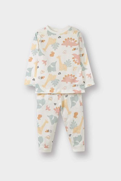 DeFacto Baby Girl Pajamas Set Dinosaur Printed Long Sleeve Combed Cotton Top Long Bottom E9480A525Au