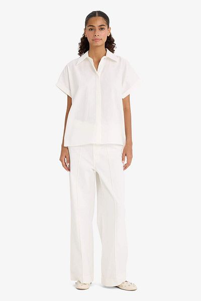 DeFacto Regular Fit Shirt Collar Poplin Short Sleeve Shirt F9141Ax25Wn