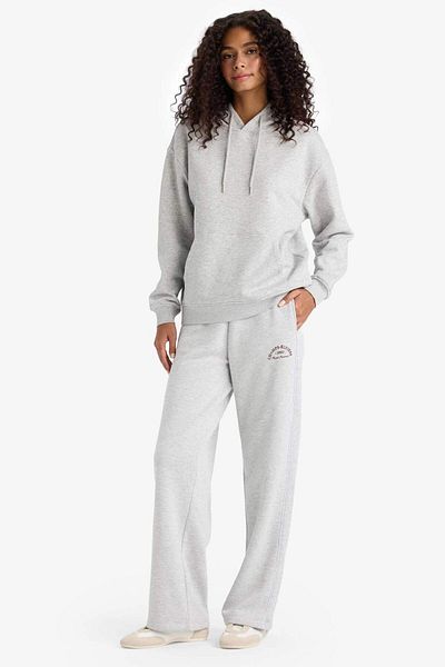DeFacto Straight Fit Printed Thick Sweatpants with Pockets F0312Ax25Au