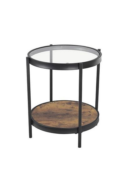 private house Set of 2 single-serve tables with a glass top and honey-colored wood