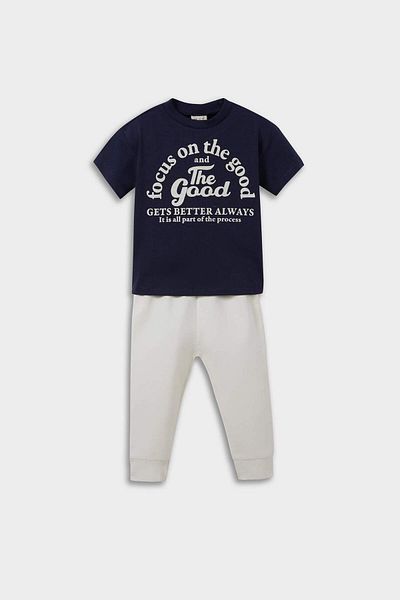 DeFacto Baby Boy 2 Piece Set Printed Short Sleeve T-Shirt Sweatpants F3476A525Au