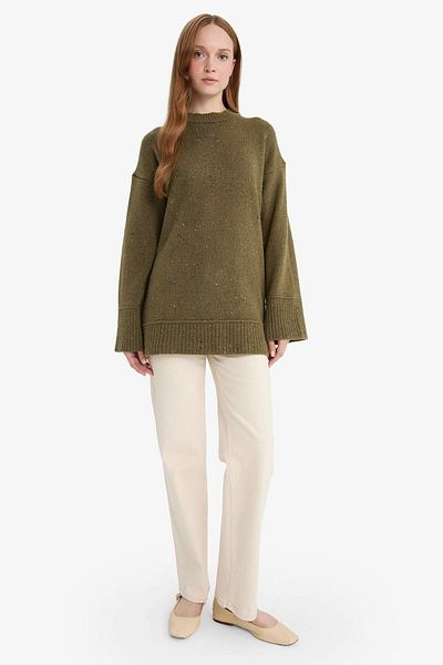 DeFacto Πλεκτό με ριγέ λαιμόκοψη Loose Fit F3242AX25WN