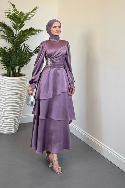 MERVEN AKYÜZ Βραδινό φόρεμα Simera Stone Layered Lilac