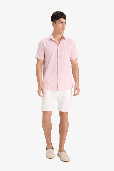 DeFacto 100% Cotton Short Sleeve Striped Shirt F6391Ax25Sm