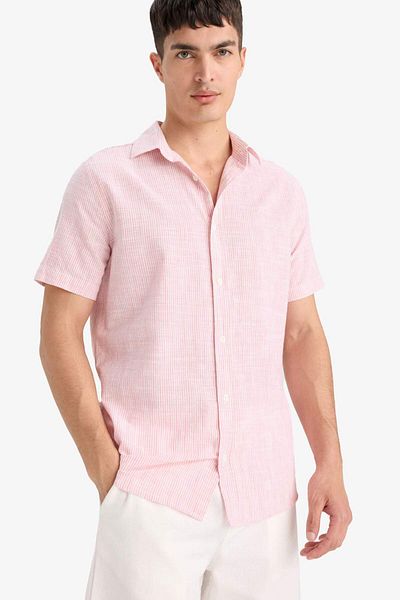 DeFacto 100% Cotton Short Sleeve Striped Shirt F6391Ax25Sm