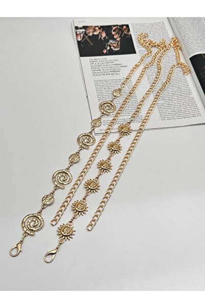 MODAM HİFA Sun -Snail Set de 2 curele cu lanț pentru femei, curea pentru rochie, curea pentru talie, centură pentru corp