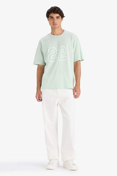 DeFacto Boxy Fit Crew Neck Printed Short Sleeve T-Shirt F8565Ax25Hs