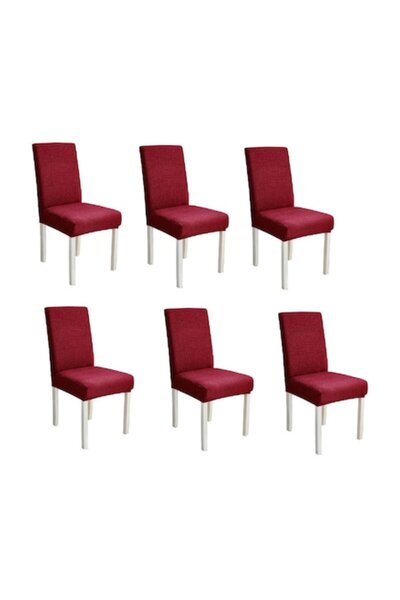 OEM Set 6 Universal Chair Covers, Polyester, Elegant Print, Burgundy