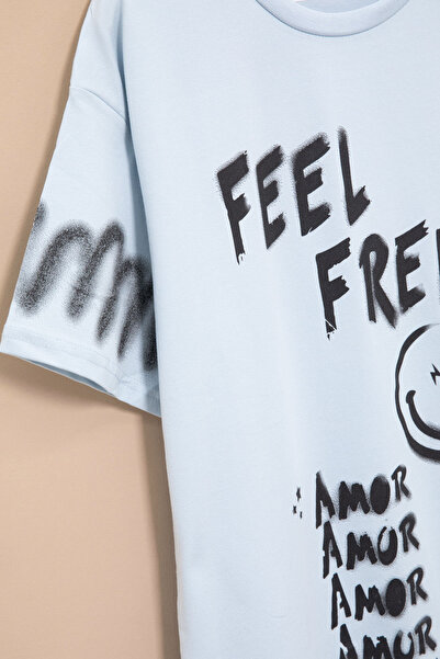 Cansın Mini Μπλουζάκι με λεπτομέρεια μπλε τσέπης με στάμπα για αγόρια με λαιμόκοψη 20908