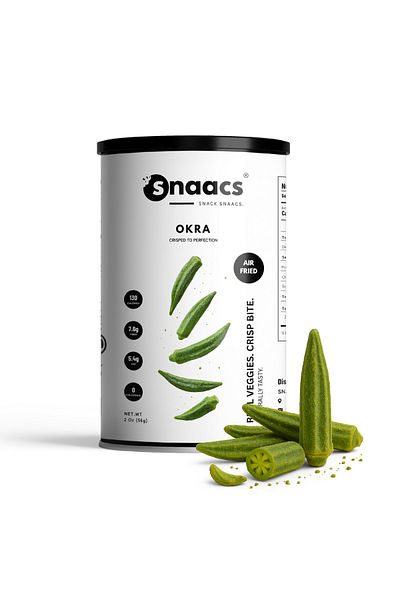 snaacs Crispy Okra | Lightly Savory & Crunchy | Air-Fried Vegetable Snack - Pack of 2 oz | 56 g