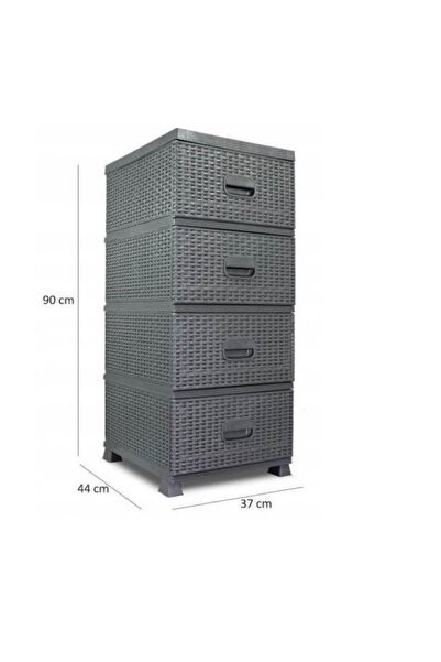 Ramiz Dulap depozitare, Ramiz, Cu 4 sertare, Plastic, Alb