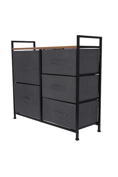 OEM Set 2 x Comoda cu 5 Sertare, Gri, 83 x 29 x 77 cm, Grunberg TB72