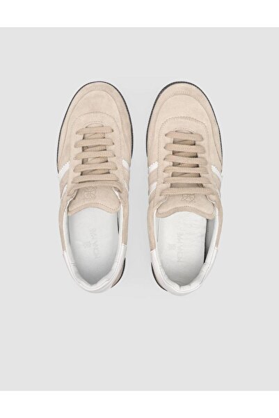 Cabani 100% Genuine Leather Beige Lace-Up Women's Sneaker