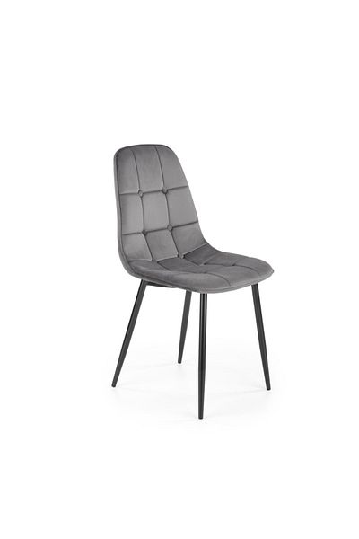 Halmar Aria modern design chair, velvet quilted, steel base, height 87 cm