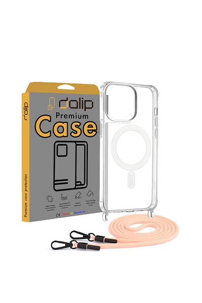 dalip Carcasă pentru Apple iPhone 15 Pro Max, Power Xbon, silicon, cablu roz, transparentă