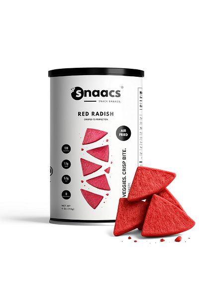 snaacs Crispy Red Radish | Bold, Peppery | Air-Fried Vegetable Snack - Pack of 4 oz | 113 g