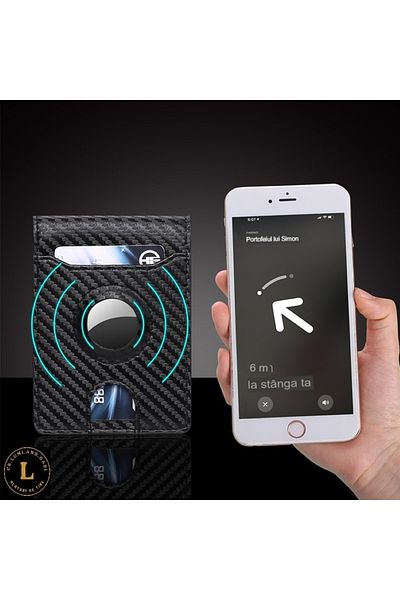L CR.LUMI.AND.GABI ALĂTURI DE TINE Slim Men's Wallet with RFID Protection, Black-Blue