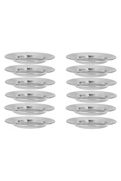 OEM Set 12 flat plates GRUNBERG, stainless steel, glossy, 18cm, Silver