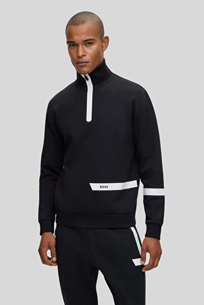 Hugo Boss Boss Regular Fit Dik Yaka Erkek Sweatshirt Siyah