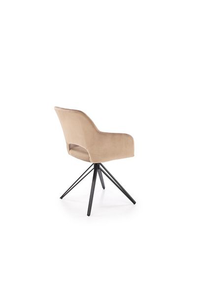 Halmar Upholstered living room chair, 360 degree swivel, metal legs, beige velvet, 86 x 57 cm