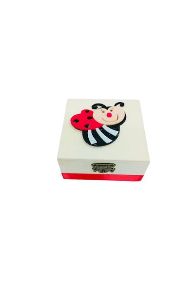 OEM Wooden Box for First Hair Lock, 10x10x5cm, Personalized Ladybug Design