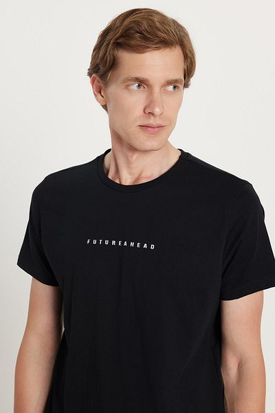 Tudors Ανδρικό T-shirt Slim Fit Slim Fit 100% βαμβακερό μαλακό μπλουζάκι με εμπριμέ μαύρο Crew