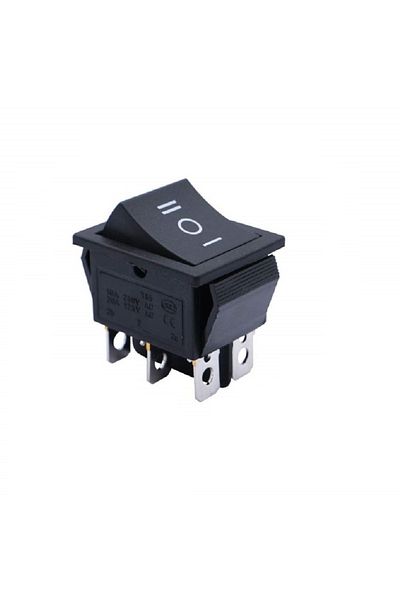 OEM Buton cu 3 pozitii ON-OFF-ON, KCD4, negru, cu 6 pini