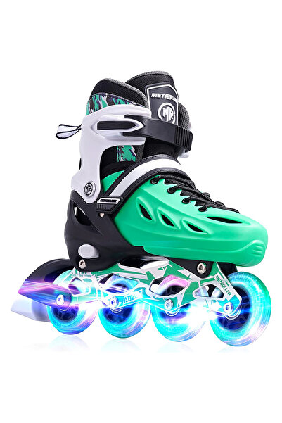 Elindor Role reglabile pentru copii și adulți, roți ușoare din silicon, L 37-40, Verde