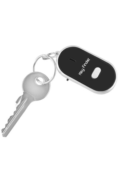 OEM Keychain with Anti-Loss Function, Whistle Location & LED Light, Black-Silver